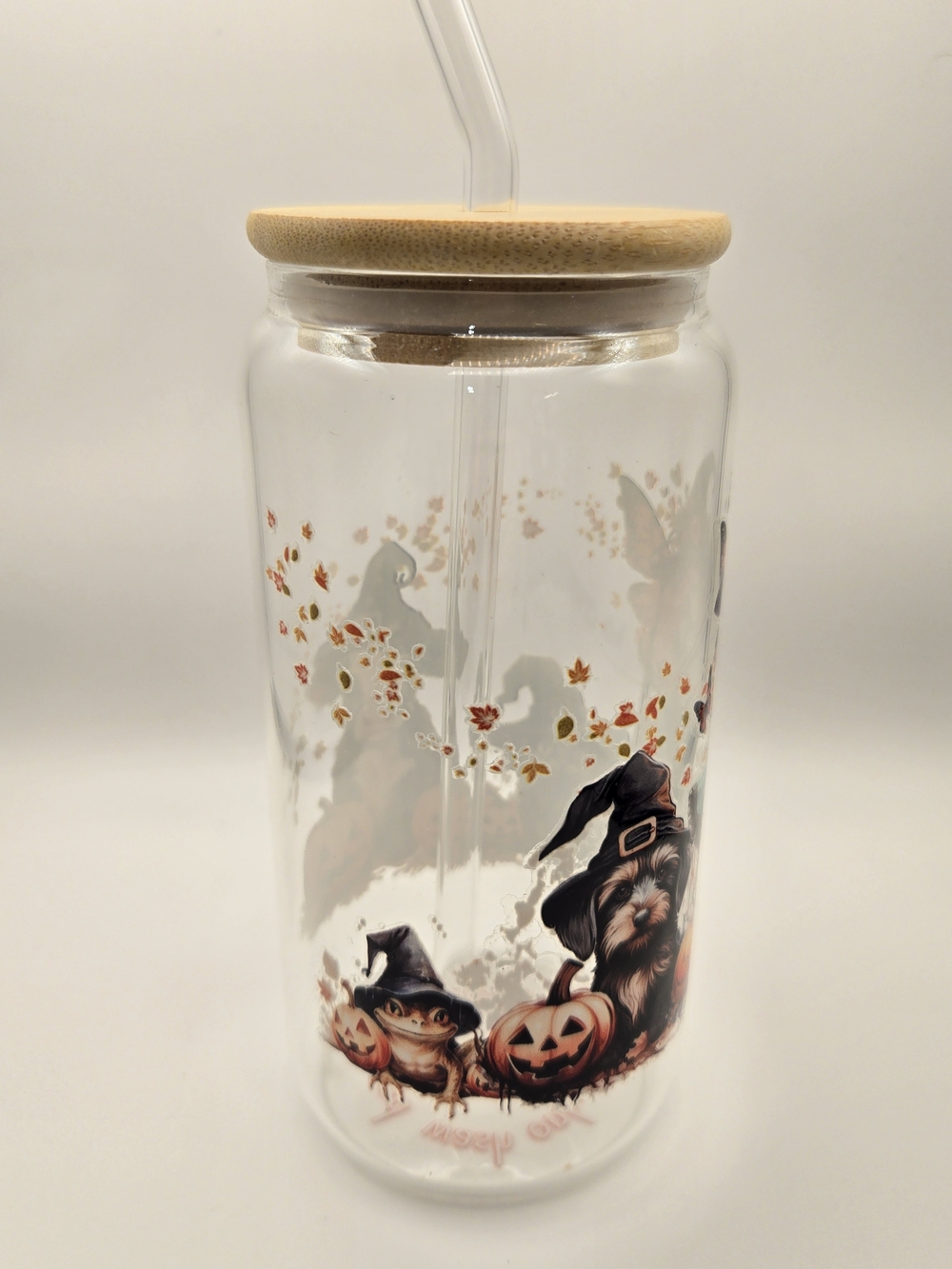 Halloween Witch Glass Tumbler with Bamboo Lid 16oz - Picture 4 of 5